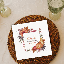 Serviette En Papier Citrouille d'aquarelle d'automne Baby shower flora