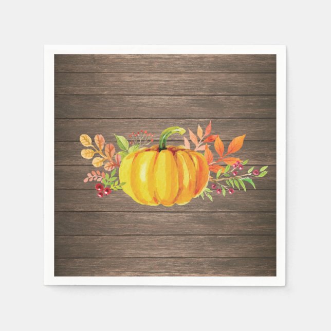 Serviette En Papier Citrouille d'automne aquarelle rustique (Devant)