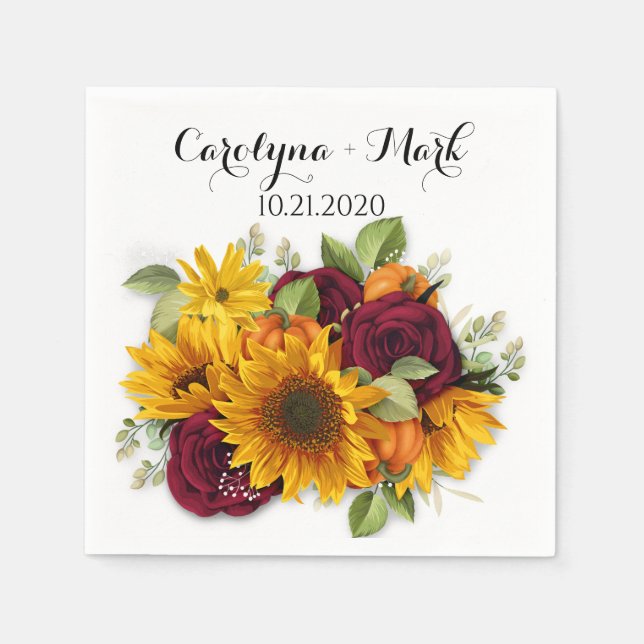 Serviette En Papier Citrouille d'automne Rustique Mariage serviettes  (Devant)