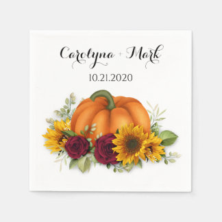 Serviette En Papier Citrouille d'automne Rustique Mariage serviettes 