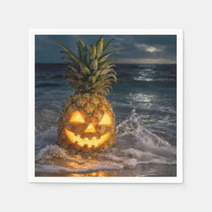 Serviette En Papier Citrouille de Halloween en ananas dans le ressac d