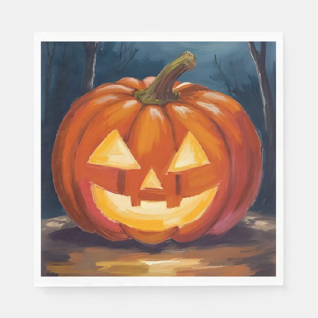 Serviette En Papier Citrouille de Jack-O-Lantern d'Halloween (Devant)