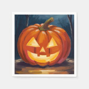 Serviette En Papier Citrouille de Jack-O-Lantern d'Halloween