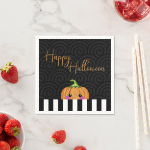 Serviette En Papier Citrouille de la Parties scintillant orange noire
