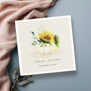 Serviette En Papier Citrouille de tournesol rustique Floral Mariage d'
