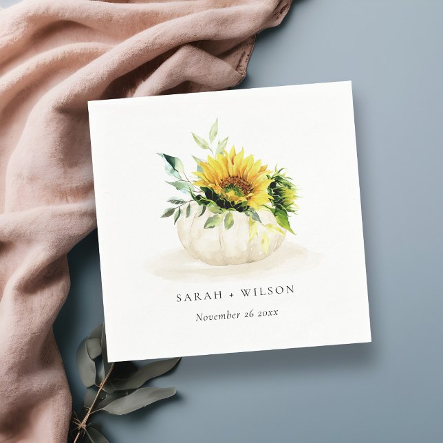 Serviette En Papier Citrouille de tournesol rustique Floral Mariage d' (Créateur téléchargé)