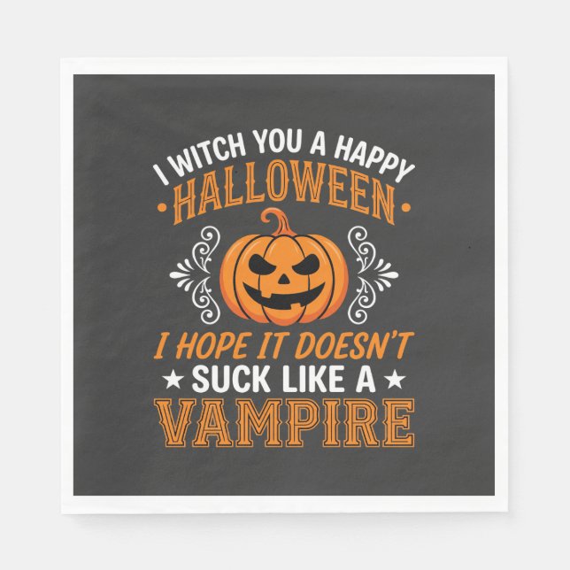 Serviette En Papier Citrouille de vampire drôle d'Halloween (Devant)