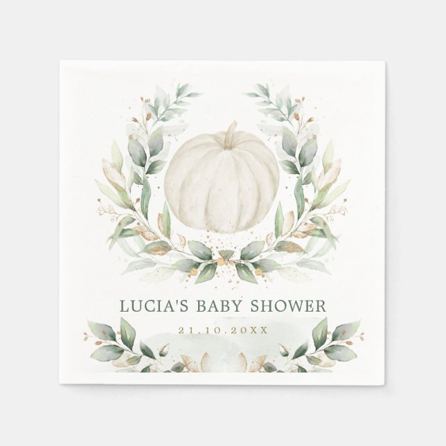 Serviette En Papier Citrouille de verdure Automne Couples Baby shower  (Devant)