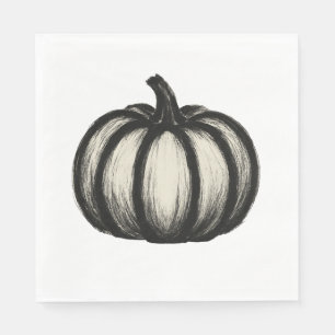 Serviette En Papier Citrouille d'encre minimaliste - Automne Harvest A