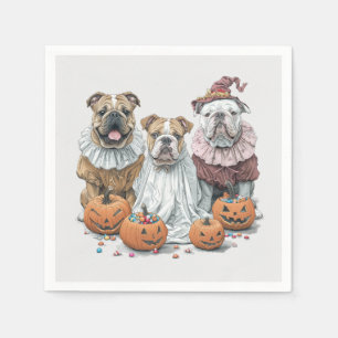 Serviette En Papier Citrouille des Bulldogs anglais d'Halloween