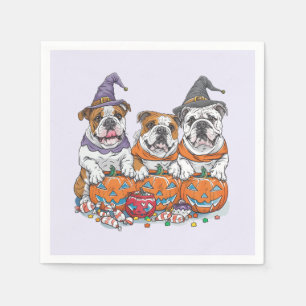Serviette En Papier Citrouille des Bulldogs anglais d'Halloween