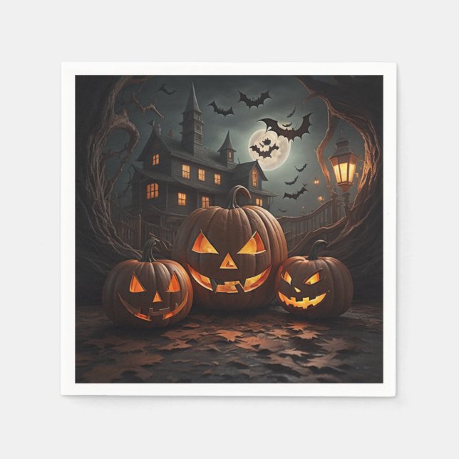 Serviette En Papier citrouille d'halloween (Devant)