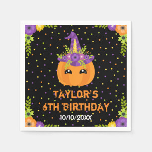 Serviette En Papier Citrouille d'Halloween Anniversaire Noir et Orange