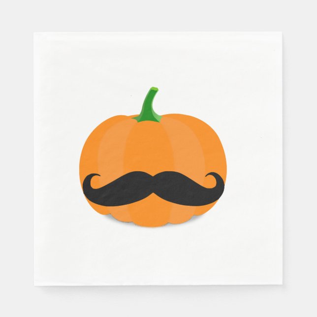 Serviette En Papier citrouille d'Halloween avec barbe (Devant)