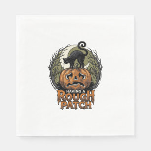 Serviette En Papier Citrouille d'Halloween Chat Tache Brute Gravure Vi