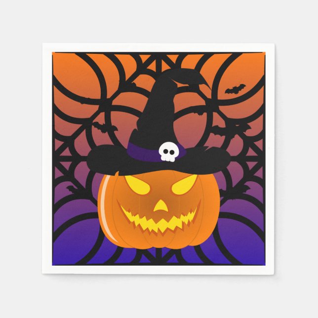 Serviette En Papier Citrouille d'Halloween Jack o’ Lanterne Dead Tree (Devant)