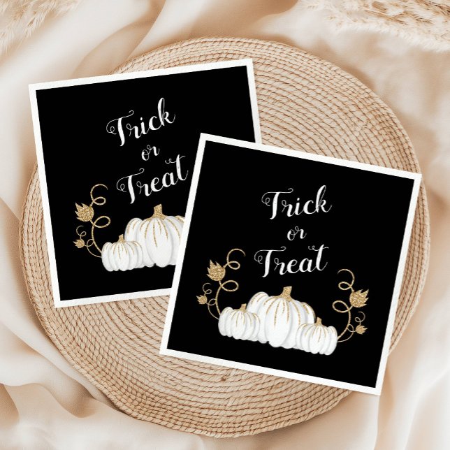 Serviette En Papier Citrouille d'Halloween noir mignon (Cute Black Happy Halloween Pumpkin Napkins)