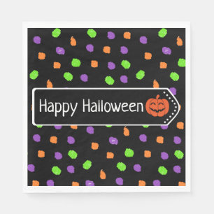 Serviette En Papier Citrouille d'Halloween Orange, violet et vert citr