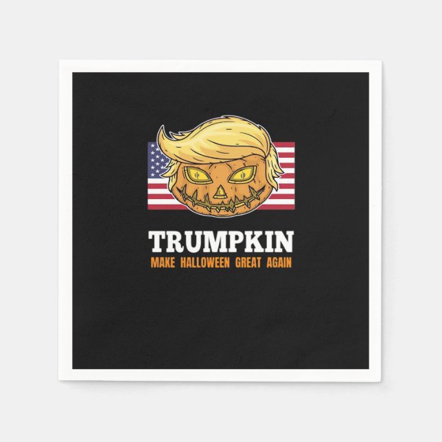 Serviette En Papier Citrouille d'Halloween Trumpkin avec Drapeau (Devant)