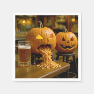 Serviette En Papier Citrouille d'Halloween vomissant dans un bar