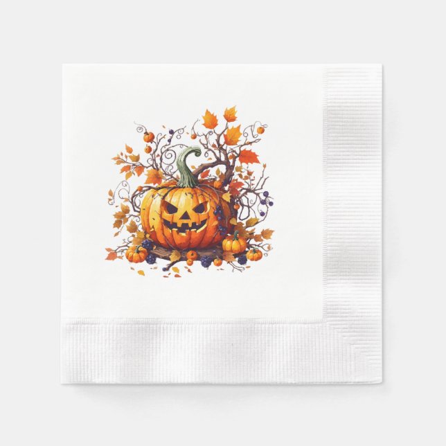 Serviette En Papier citrouille drôle d'automne Halloween (Devant)