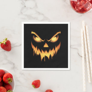 Serviette En Papier Citrouille effrayant Jack-o'-lantern Face Hallowee