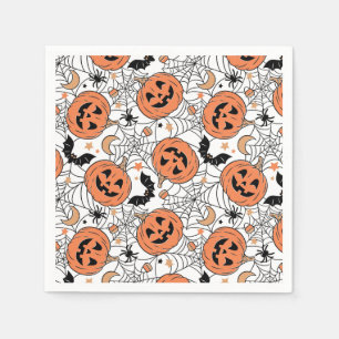 Serviette En Papier Citrouille éffrayant Motif Halloween