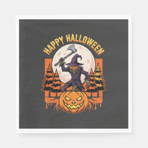 Serviette En Papier Citrouille effrayante pour Halloween Vector
