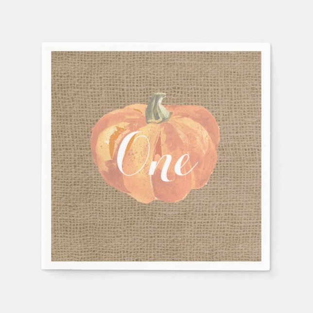 Serviette En Papier Citrouille Fall First Birday Party Burlap (Devant)