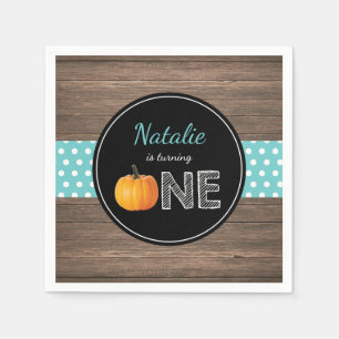 Serviette En Papier Citrouille Fall Premier Anniversaire Fête Turquois