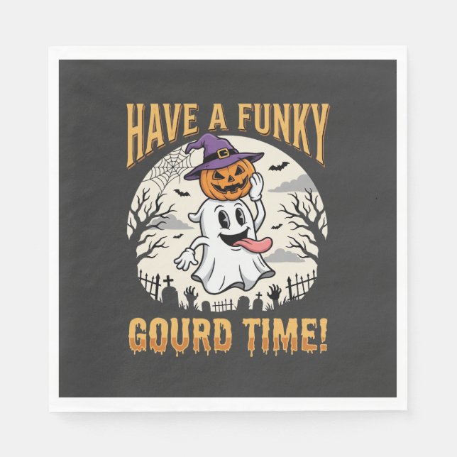 Serviette En Papier Citrouille fantôme de la période funky Halloween (Devant)
