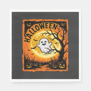 Serviette En Papier Citrouille fantôme d'Halloween Arbre ensorcelé