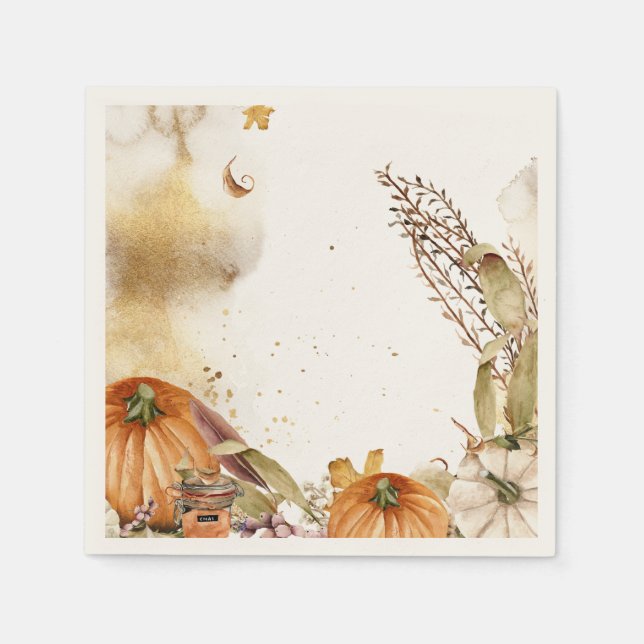 Serviette En Papier Citrouille Garden Harvest Napkins (Devant)