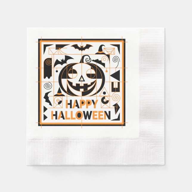 Serviette En Papier Citrouille Halloween Bauhaus (Devant)