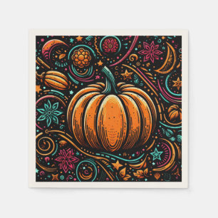 Serviette En Papier Citrouille Halloween Design