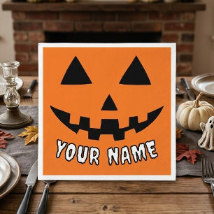 Serviette En Papier Citrouille Halloween Orange Personnalisée Votre No