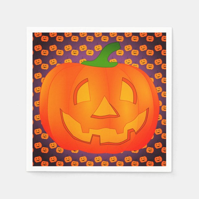 Serviette En Papier Citrouille Halloween Party Napkins (Devant)