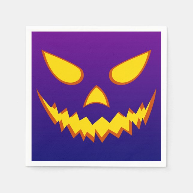 Serviette En Papier Citrouille Jack-o'-lantern de la face d'Halloween  (Devant)
