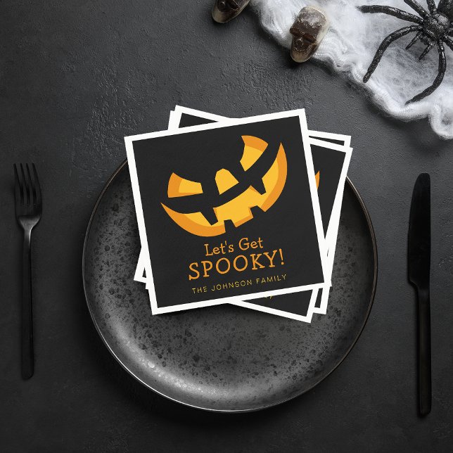 Serviette En Papier Citrouille Lumineuse Ambiance Fantomatique Papier (Jack-O-Lantern Let's Get Spooky Paper Napkins)
