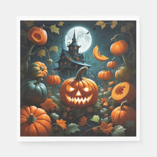 Serviette En Papier Citrouille mal (Devant)