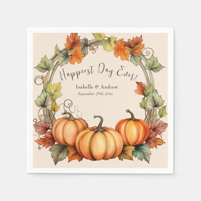 Serviette En Papier Citrouille Mariage Cocktail Napkins (Devant)