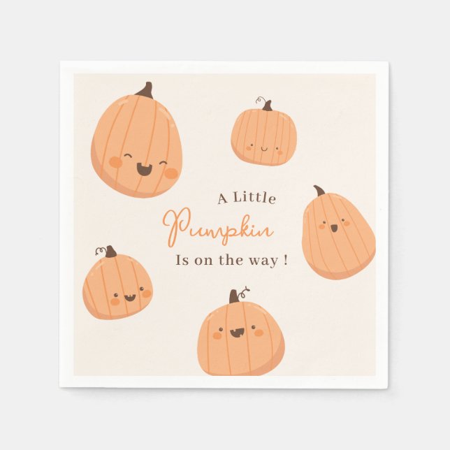 Serviette En Papier Citrouille mignon Automne Baby shower neutre genre (Devant)