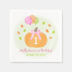 Serviette En Papier Citrouille mignon et ballons automne 1er anniversa