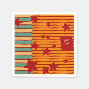 Serviette En Papier Citrouille orange ludique étoile rétro Halloween r
