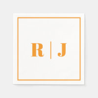 Citrouille Orange Monogram Simple Automne Mariage 