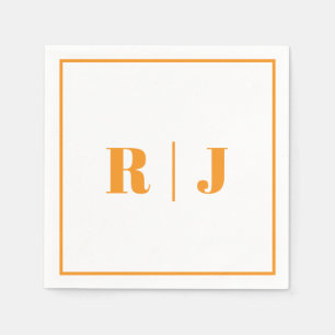 Serviette En Papier Citrouille Orange Monogram Simple Automne Mariage 