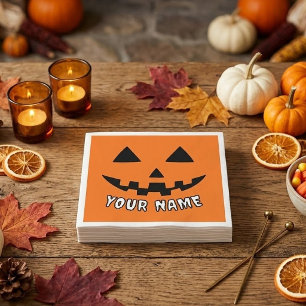 Serviette En Papier Citrouille orange personnalisée Halloween Votre no