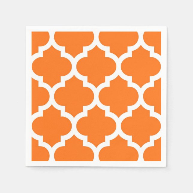 Serviette En Papier Citrouille Orange What Marocain Quatrefoil Motif # (Devant)