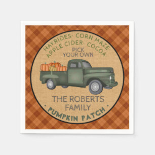 Serviette En Papier Citrouille Patch Farm Rustic Automne Plaid Camion 