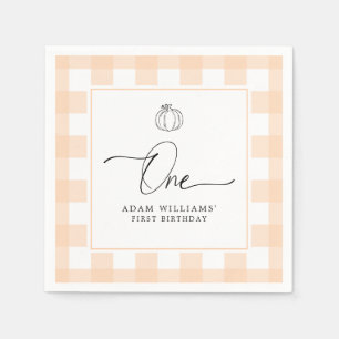 Serviette En Papier Citrouille Peach En vichy Premier Anniversaire Pap